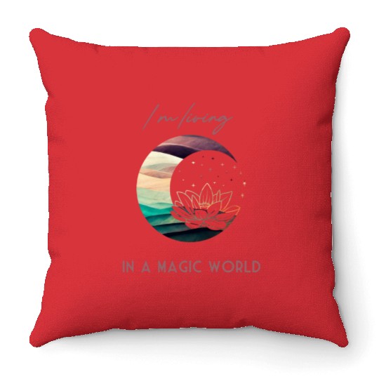 Magic Spiritual Desert Moon Water Lily Throw Pillows