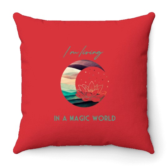 Magic Spiritual Desert Moon Water Lily Throw Pillows