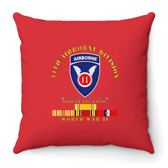 11th Airborne Division Raid at Los Baños WWII wPAC Throw Pillows