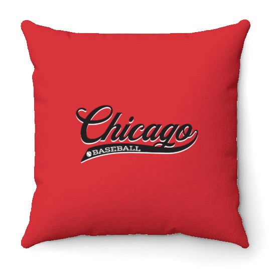 Vintage Chicago script baseball Throw Pillows