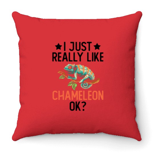 I Just Really Like Chameleon Lizard Reptile Pet Throw Pillows
