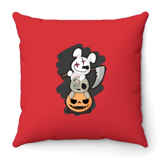 Grim Reaper Killer Bunny - Halloween Throw Pillows