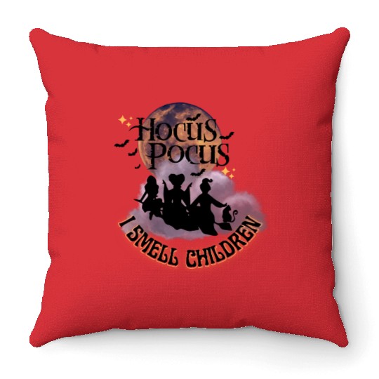 Hocus Pocus Sticker, I Smell Children Sticker Throw Pillows