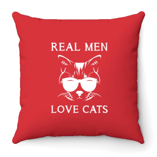 Real Men Love Cats Cat Man Cat Lover Throw Pillows