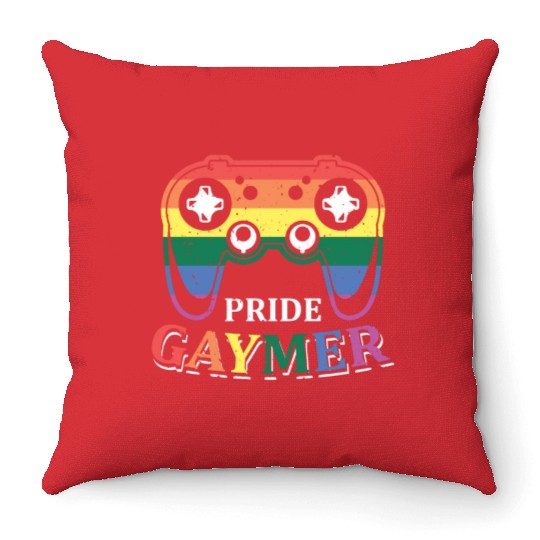 Pride Gaymer LGBT Gay Gamer Rainbow Pride Flag Throw Pillows