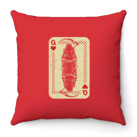 Santa Muerte Calavera Mexico Skeleton Poker Card D Throw Pillows