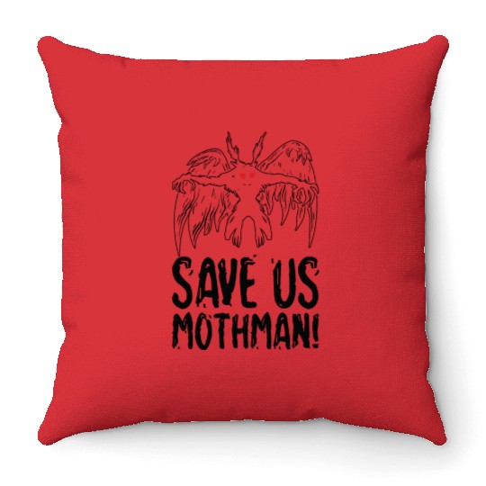 Halloween Mothman Mythical Line Art Beast Monster Throw Pillows