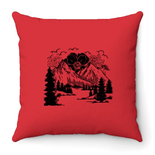 Nature Lover Mountains Forest Hiking Hiker Throw Pillows