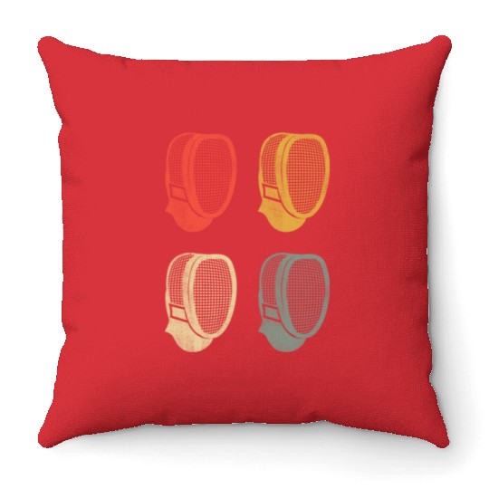 Fencing Sports Vintage Fencer Masks Fence Throw Pillows