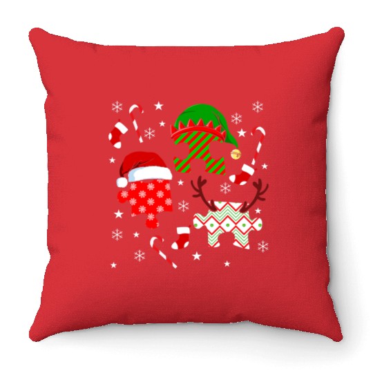 Autism Christmas Hat Puzzle Pieces Candy Cane Throw Pillows