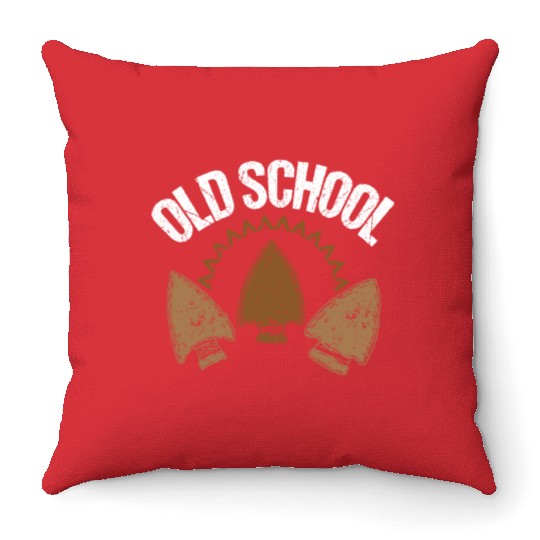 Old School Arrowhead Archery Throw Pillows