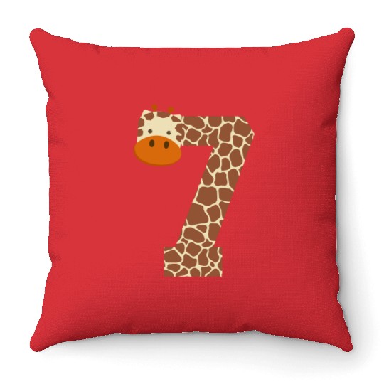 Seven Year Old Giraffe Costume 7th Birthday Gift Throw Pillows