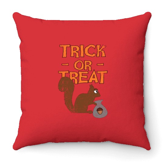 Trick Or Treat Squirrel Throw Pillows
