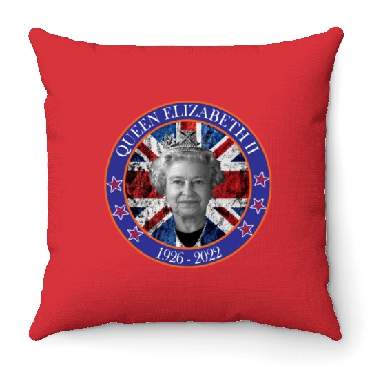 ''queen elizabeth Throw Pillows rest in peace elizabeth sh