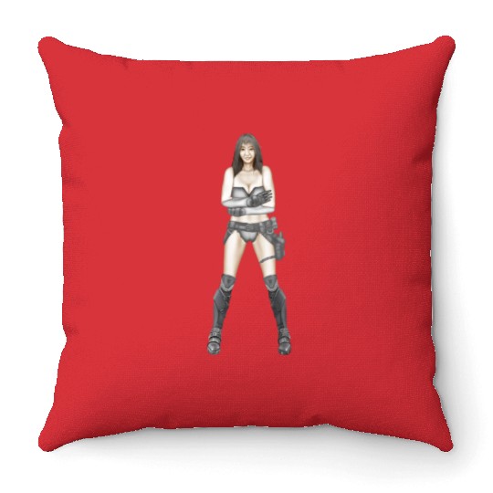 Illustration Logo - Cyberpunk Girl Throw Pillows