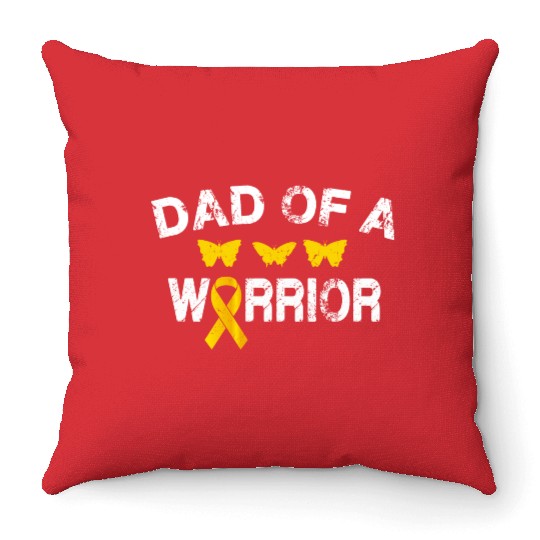 dad Of A Warrior Childhood Cancer Awareness Suppor Throw Pillows