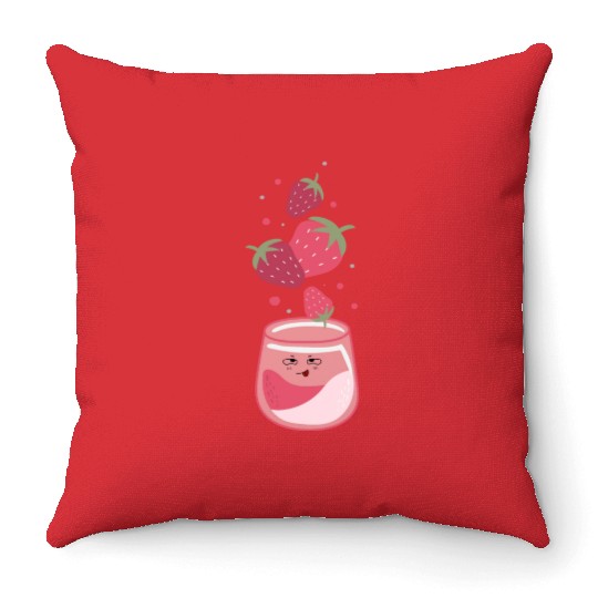 Delicious Strawberry juice Throw Pillows