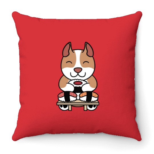 Sushi Lover Pit Bull Throw Pillows