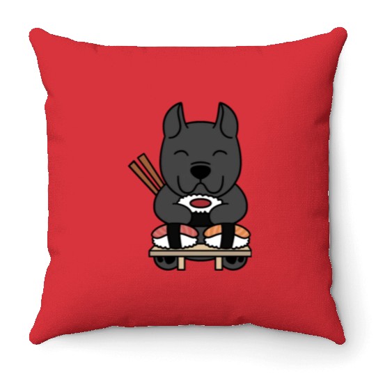 Sushi Lover Cane Corso Throw Pillows