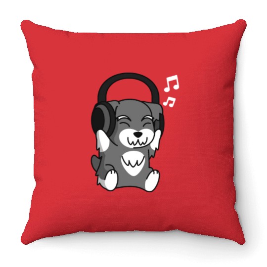 Music Lover Schnauzer Throw Pillows