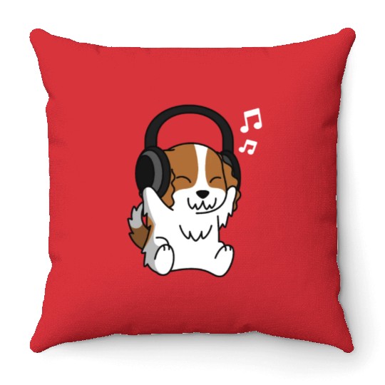 Music Lover Cavalier King Charles Spaniel Throw Pillows