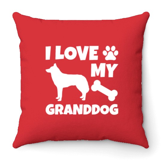 I Love My Granddog Husky Throw Pillows