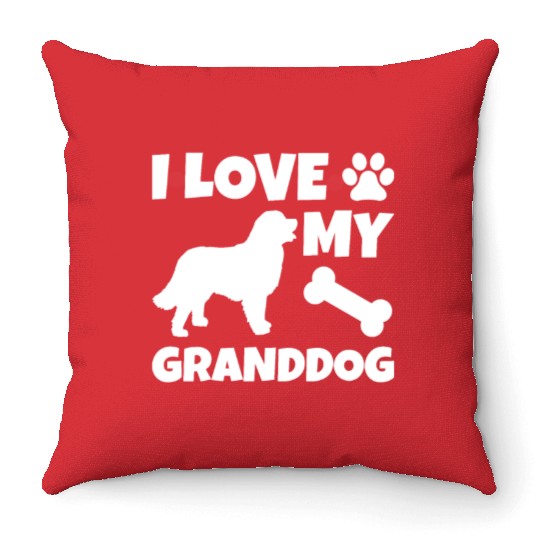 I Love My Granddog Bernese Mountain Dog Throw Pillows