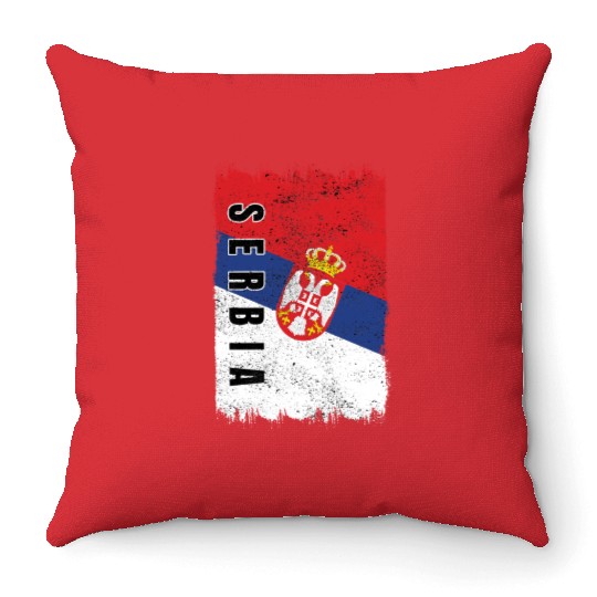 Serbia vintage flag Throw Pillows