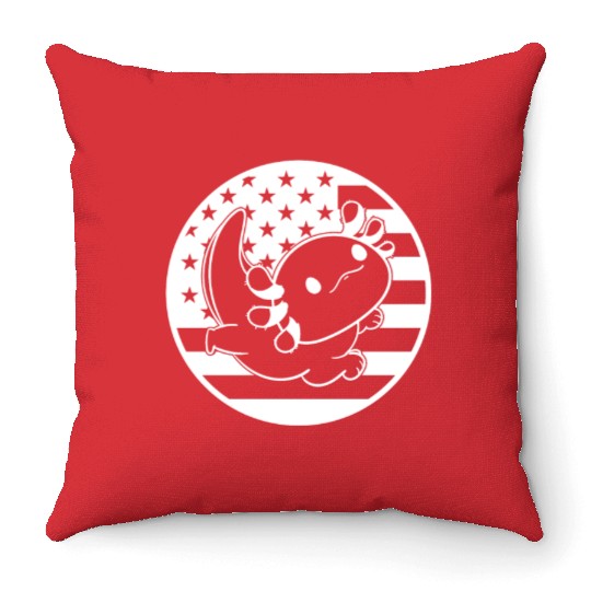Axolotl American Flag Axolotl US Flag Axolotl Throw Pillows