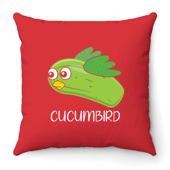 Cucumbird Vegetarian Vegetable Vegan Cucumber Throw Pillows