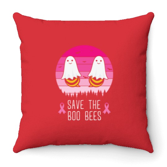 Save the Boo Bees Breast Cancer Awareness Throw Pillows