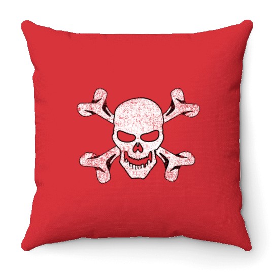 Plain Vintage Skull And Crossbones Throw Pillows