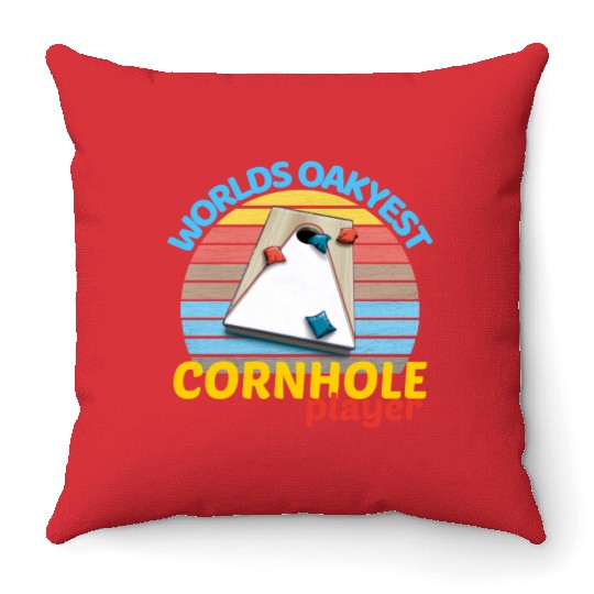 worlds oakyest cornhole player two Throw Pillows