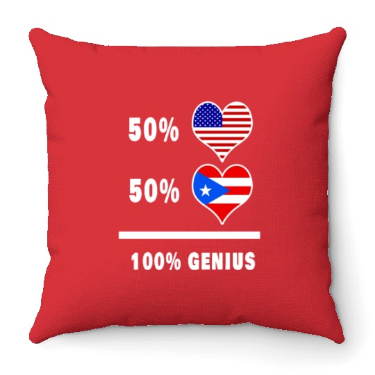 USA and Puerto Rico genius flag design Throw Pillows