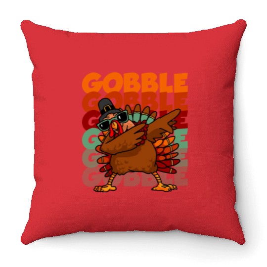 Dabbing Turkey Thanksgiving Gobble Gobble Yall Throw Pillows