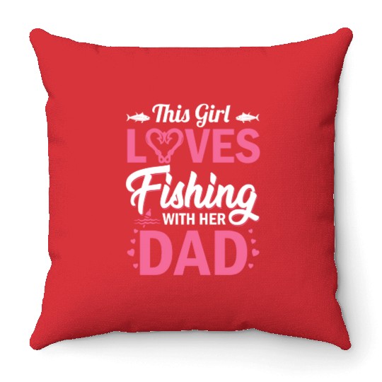 Daughter Fishing Dad Daughter Matching Fishing Throw Pillows