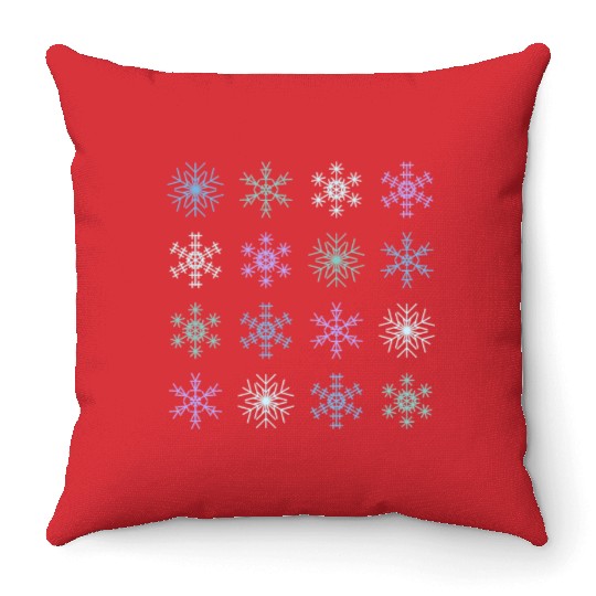Cute Modern Christmas Snowflakes Seamless Pattern Throw Pillows