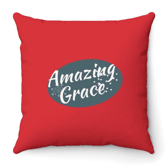 Amazing Grace Christian design Throw Pillows