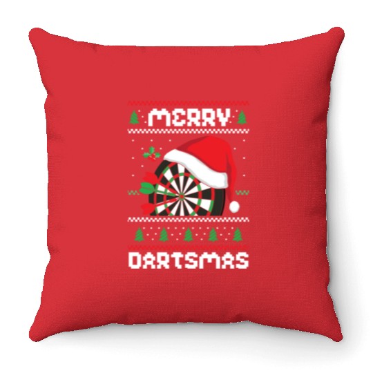 Merry Dartmas Sport Lover Merry Xmas Christmas Day Throw Pillows