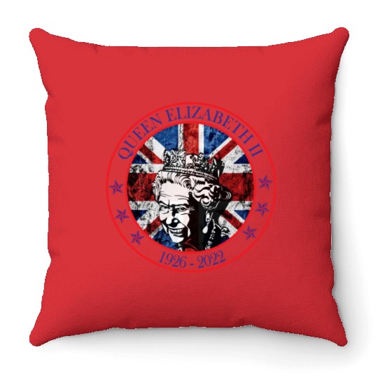 ''queen elizabeth Throw Pillows rest in peace elizabeth sh