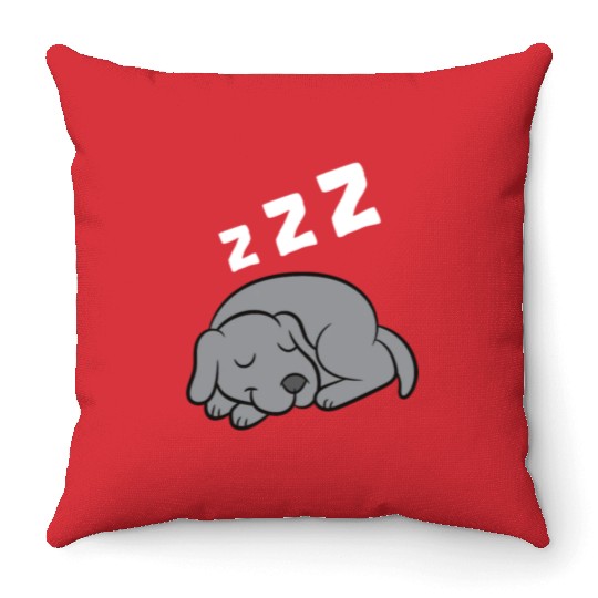 Weimaraner Dog Sleeping Pajama Sleeping Throw Pillows