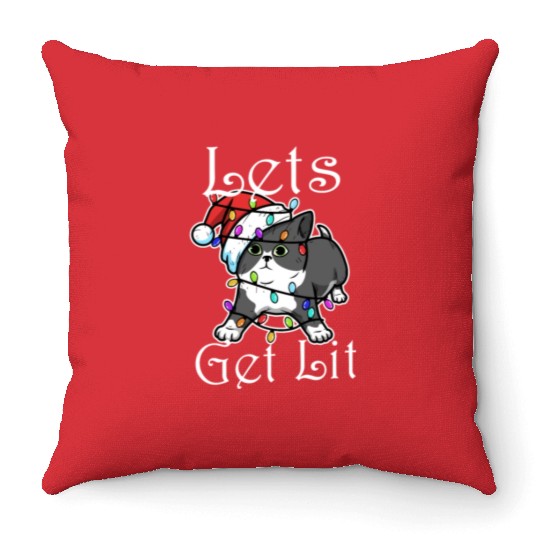Lets get lit christmas Throw Pillows