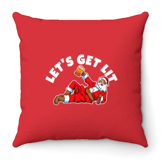 Lets get lit christmas Throw Pillows