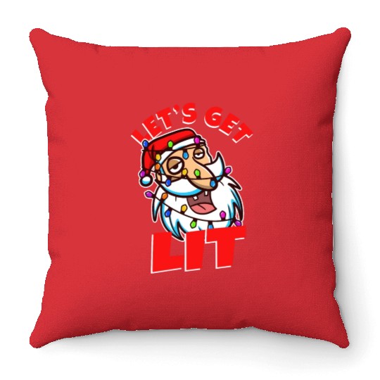 Lets get lit christmas Throw Pillows