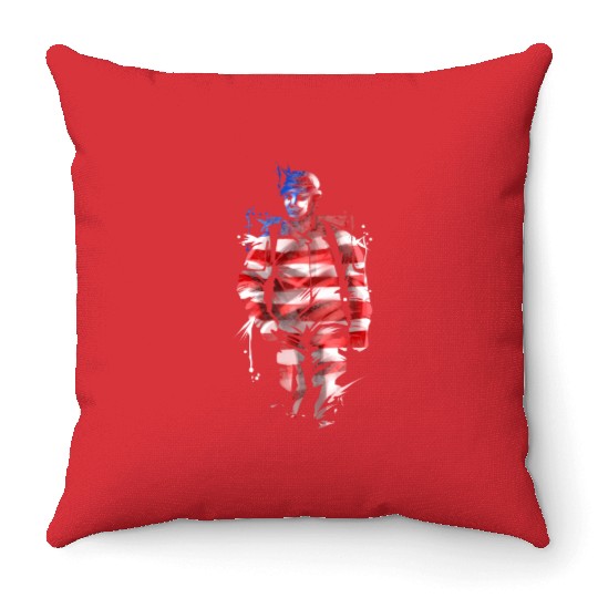US Soldier In Us Flag Colours 4th Of July Throw Pillows