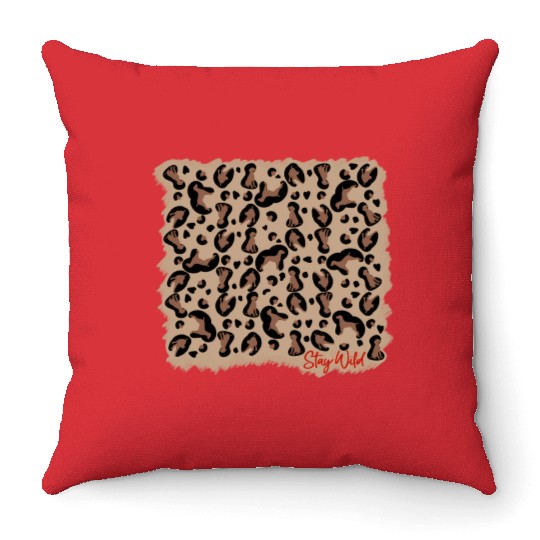 Vizsla leopard print stay Wild Throw Pillows