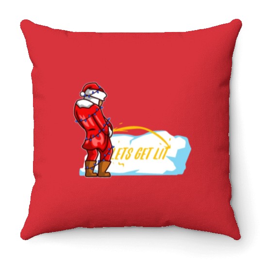 Lets get lit christmas Throw Pillows