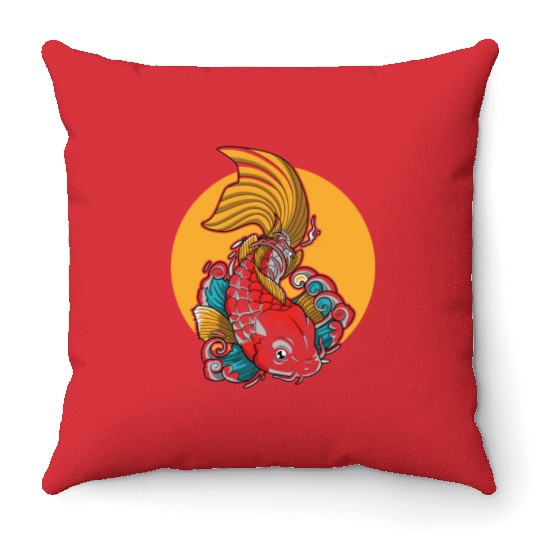 Japanese Koi Fish Throw Pillows