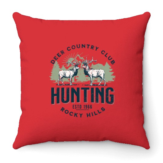 Deer country club Throw Pillows