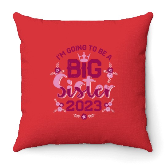 Big Sis 2023 - Big Sister Baby Family Birth Girl Throw Pillows